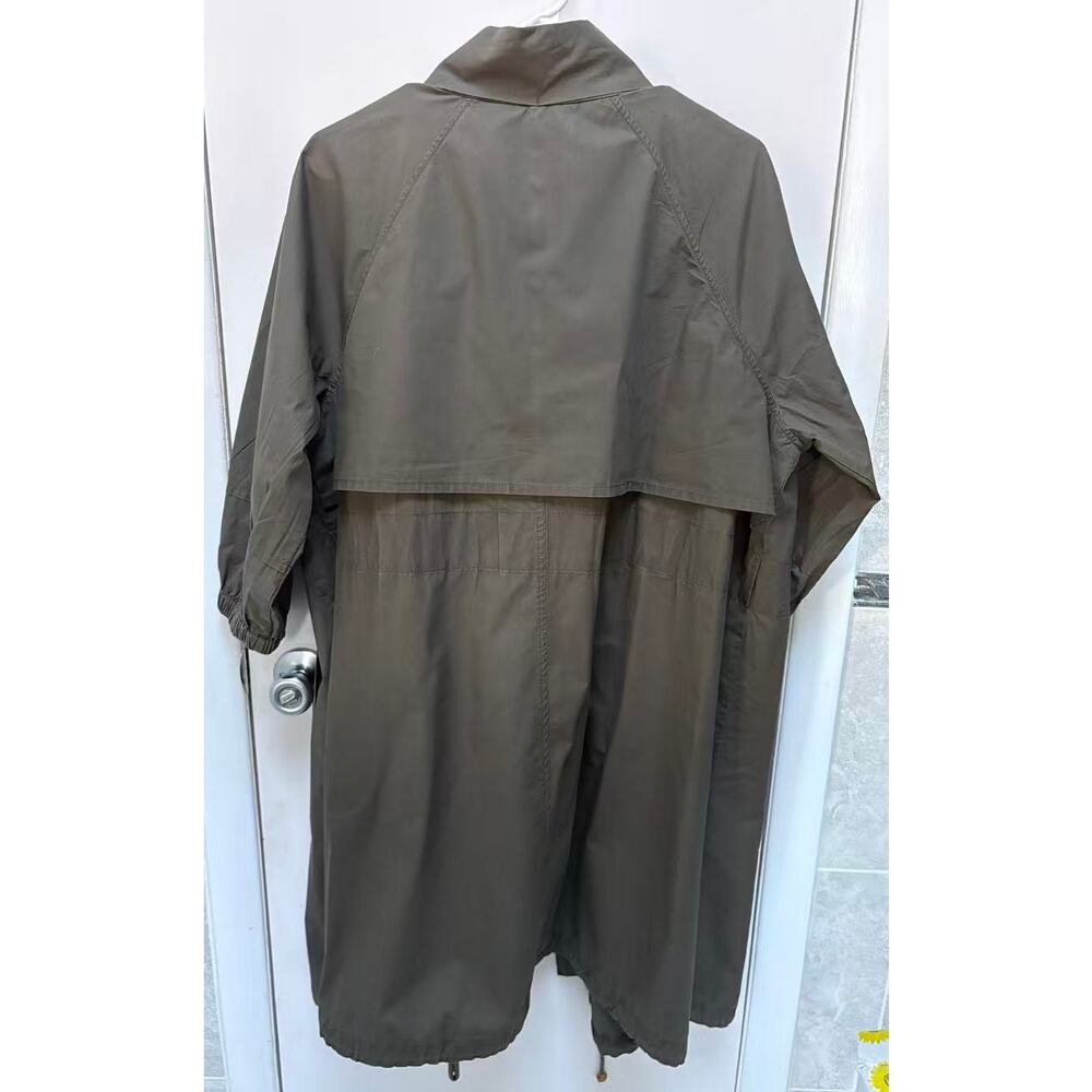 Olive Green Lightweight Raglan Trench Coat Oversized XL - Picture 4 of 8